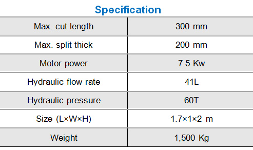 Stone Splitter Machine specification